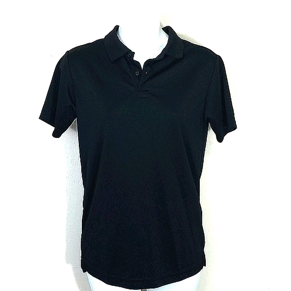 Izod black polo shirt 2 button short sleeve collar